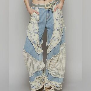 New POL Fall denim collection: “The Sissy” Patchwork Wide-Leg Regular Fit Jeans
